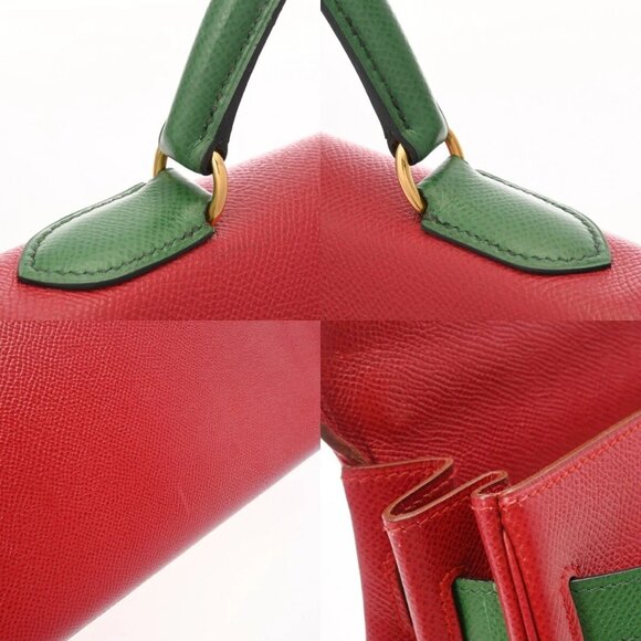 HERMES Kelly 32 Outside stitching 2WAY Bicolor Rouge vif/Green 800000138022000 - Picture 7 of 10